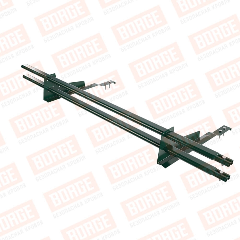 Снегозадержатель трубчатый BORGE 1,5м, 2 опоры, для черепичной кровли, зеленый мох (RAL 6005)