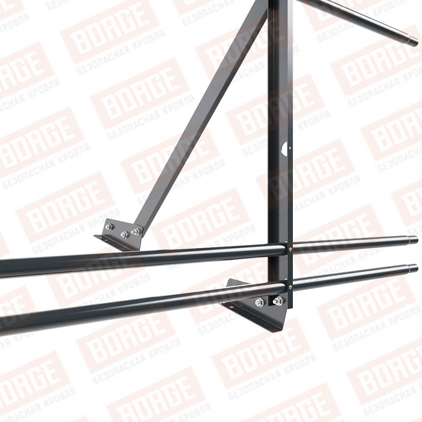 Ограждение кровельное Русский Рубеж H-90см, 3м, для фальцевой кровли, антрацитово-серый (RAL 7016), с двумя доп. трубами