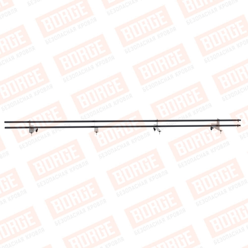 Снегозадержатель трубчатый BORGE 3м, 4 опоры, для МЧ с выс. ступен., серый графит (RAL 7024 matt), 350мм