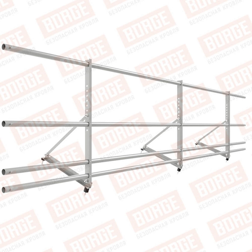 Ограждение декоративное NewLine H-60см, 3м, бело-алюминиевый (RAL 9006), с двумя доп. трубами