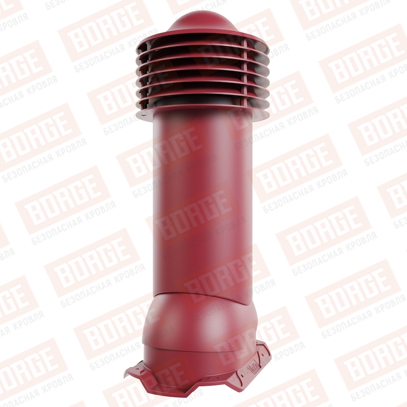 Труба вентиляционная Viotto, для профнастила С20, d-125мм, неутепленная, красное вино (RAL 3005)