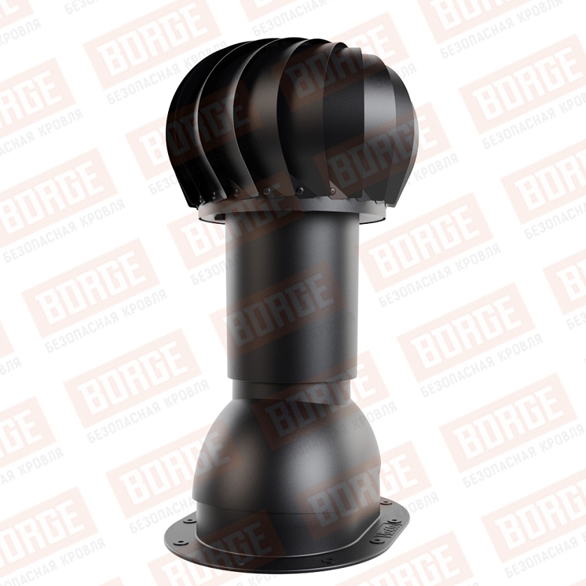 Роторная вентиляция Viotto, для готовой мягкой и фальцевой кровли, d-110мм, h-550мм, неутепленная, чёрный (RAL 9005)