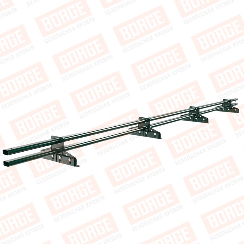 Снегозадержатель трубчатый BORGE 3м, 4 опоры, для фальцевой кровли, зеленый мох (RAL 6005)