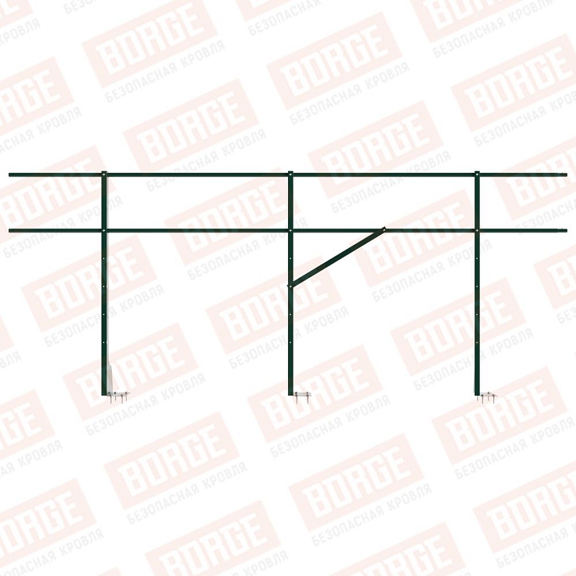 Ограждение плоских кровель NewLine Н-120, 3м, верхнее крепление, зеленый мох (RAL 6005)