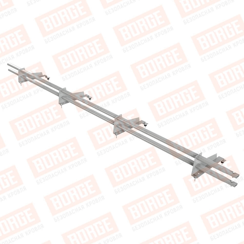 Снегозадержатель трубчатый Русский Рубеж 3м, 4 опоры, для МЧ с выс. ступенькой, бело-алюминиевый (RAL 9006), 350мм