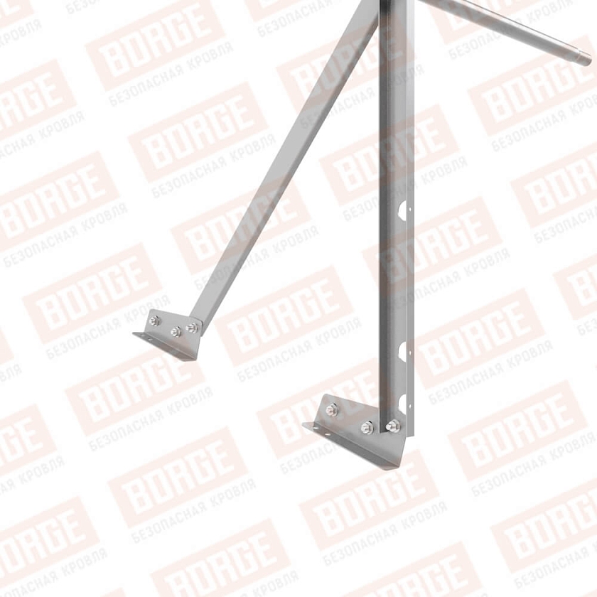 Ограждение кровельное Русский Рубеж H-90см, 3м, для фальцевой кровли, сигнально-серый (RAL 7004)