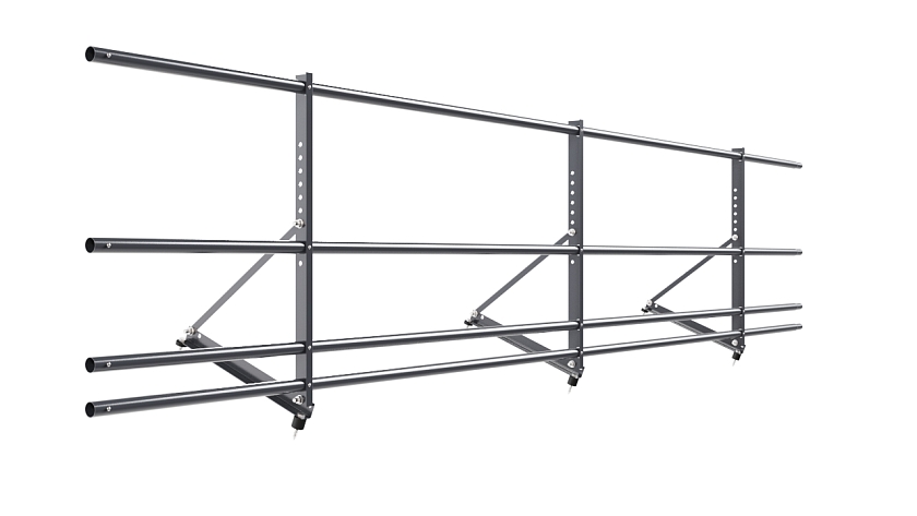 Ограждение кровельное NewLine H-60см, 3м, серый графит (RAL 7024), с двумя доп. трубами