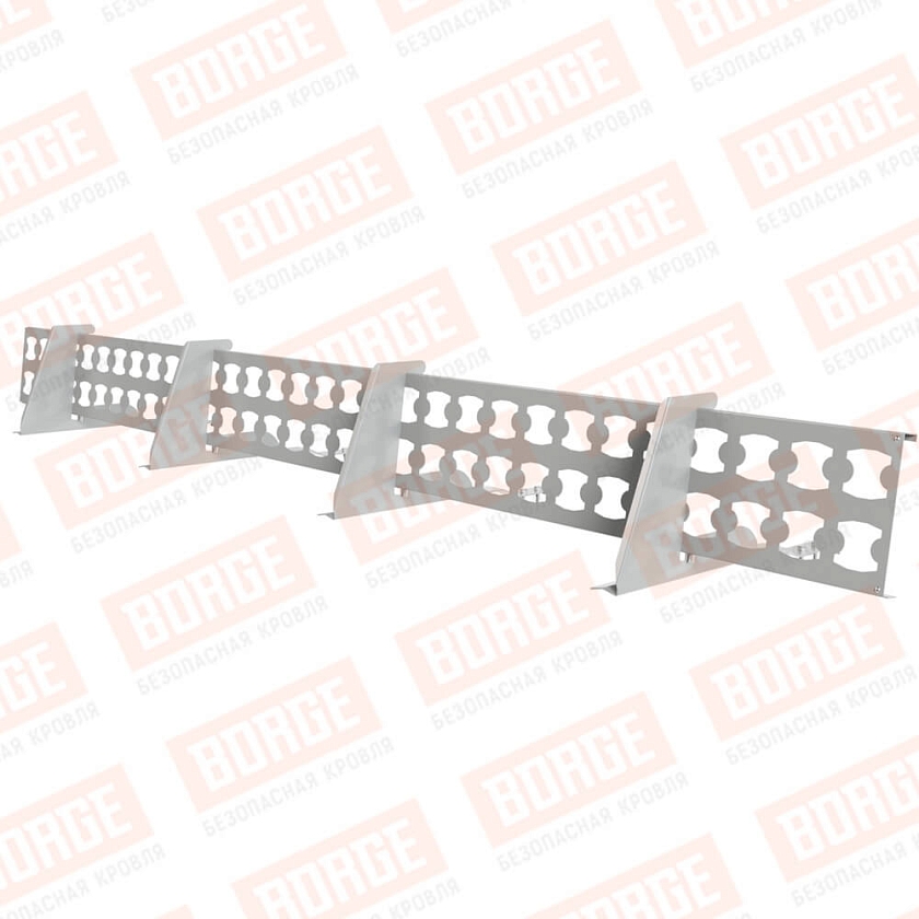 Снегозадержатель решетчатый BORGE 2,5м, 4 опоры, для черепичной кровли, бело-алюминиевый (RAL 9006)