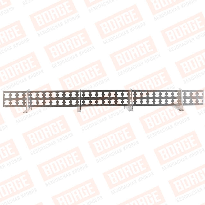 Снегозадержатель решетчатый BORGE 2,5м, 4 опоры, для черепичной кровли, цинк