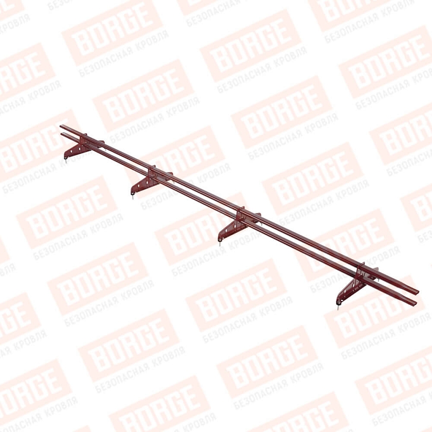 Снегозадержатель трубчатый Русский Рубеж 20х40мм, 3м, 4 опоры, красное вино (RAL 3005)