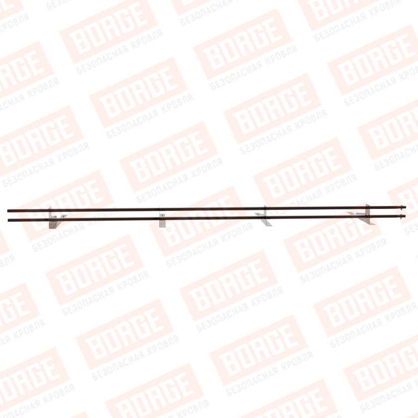 Снегозадержатель трубчатый BORGE 3м, 4 опоры, для гибкой черепицы, коричневый шоколад (RAL 8017)