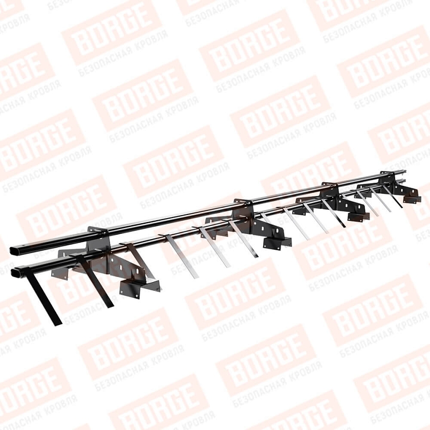 Снегозадержатель трубчатый BORGE 3м, 4 опоры, для профнастила Н-114, чёрный (RAL 9005)