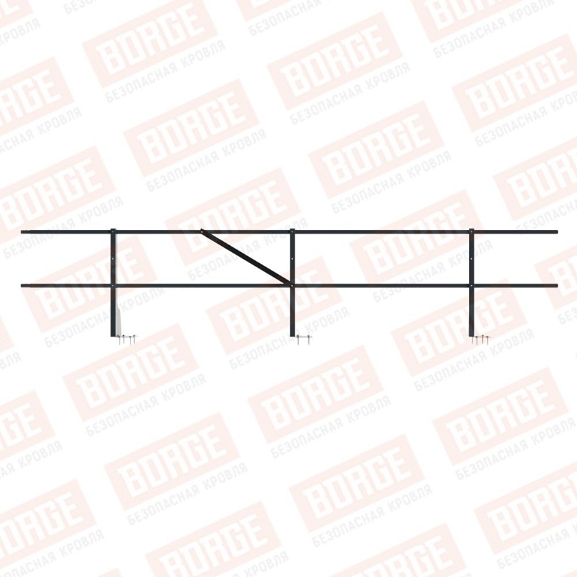 Ограждение плоских кровель Русский Рубеж Н-60, 3м, верхнее крепление, антрацитово-серый (RAL 7016)