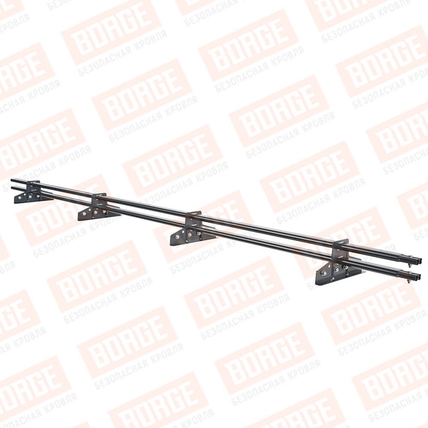 Снегозадержатель трубчатый BORGE 3м, 4 опоры, для фальцевой кровли, антрацитово-серый (RAL 7016)