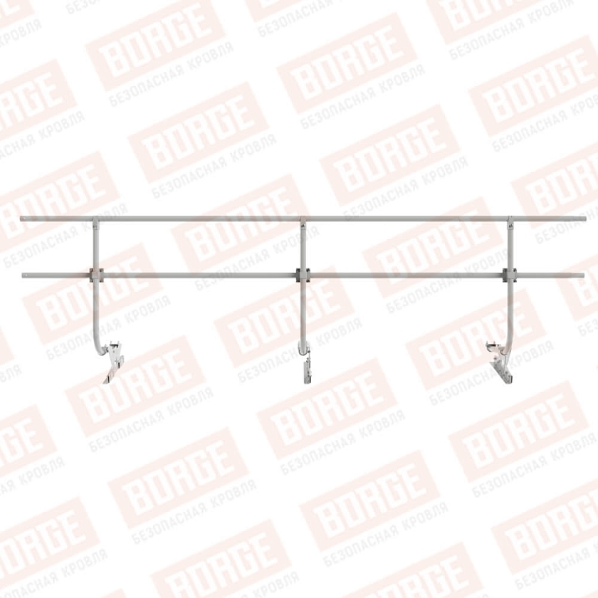 Ограждение кровельное BORGE H-90см, 3м, для фальцевой кровли, бело-алюминиевый (RAL 9006)