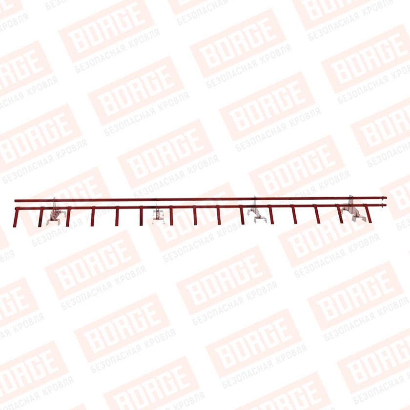 Снегозадержатель трубчатый BORGE 3м, 4 опоры, для профнастила Н-114, коричнево-красный (RAL 3011)