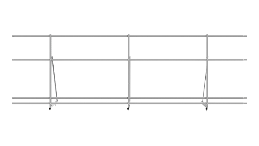 Ограждение кровельное NewLine H-90см, 3м, сигнально-серый (RAL 7004), с двумя доп. трубами