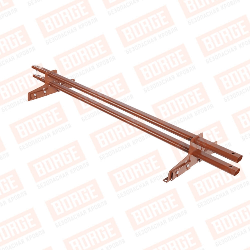 Снегозадержатель трубчатый Русский Рубеж 25х45мм, 1,5м, 2 опоры, для фальц. кров., терракотовый (RAL 8004)