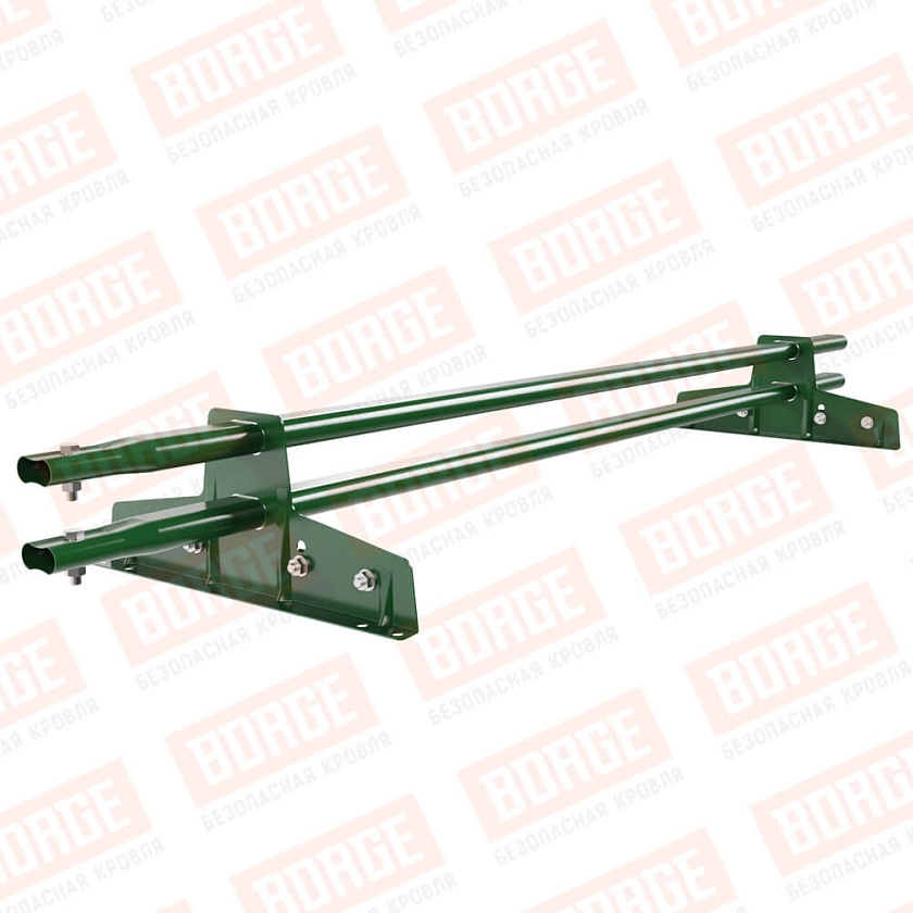 Снегозадержатель трубчатый Русский Рубеж 25х45мм, 1,5м, 2 опоры, для фальц. кров., лиственно-зеленый (RAL 6002)