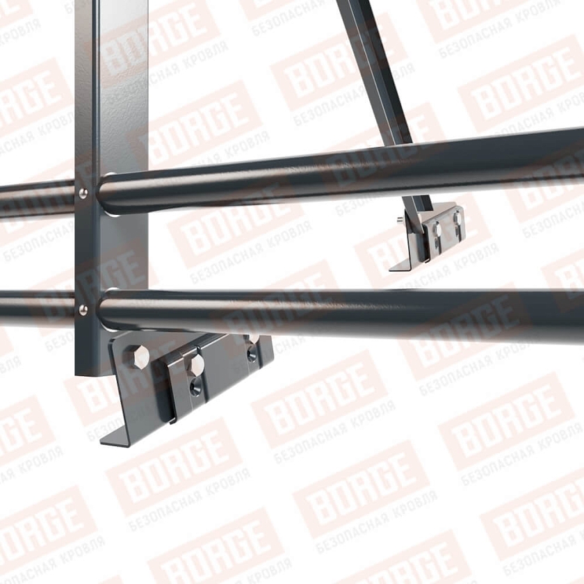 Ограждение кровельное Русский Рубеж H-90см, 3м, для фальцевой кровли, антрацитово-серый (RAL 7016), с двумя доп. трубами