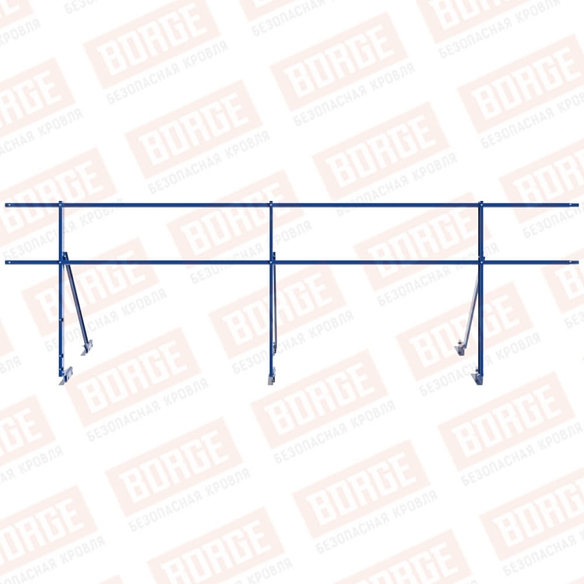 Ограждение кровельное Русский Рубеж H-90см, 3м, для фальцевой кровли, сигнально-синий (RAL 5005)