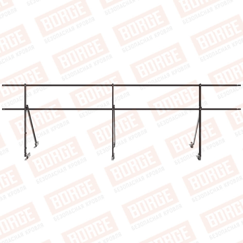 Ограждение кровельное Русский Рубеж H-90см, 3м, для фальцевой кровли, серо-коричневый (RR 32)