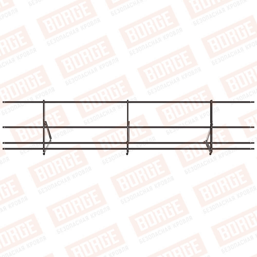 Ограждение кровельное Русский Рубеж H-60см, 3м, серо-коричневый (RAL 8019), с двумя доп. трубами