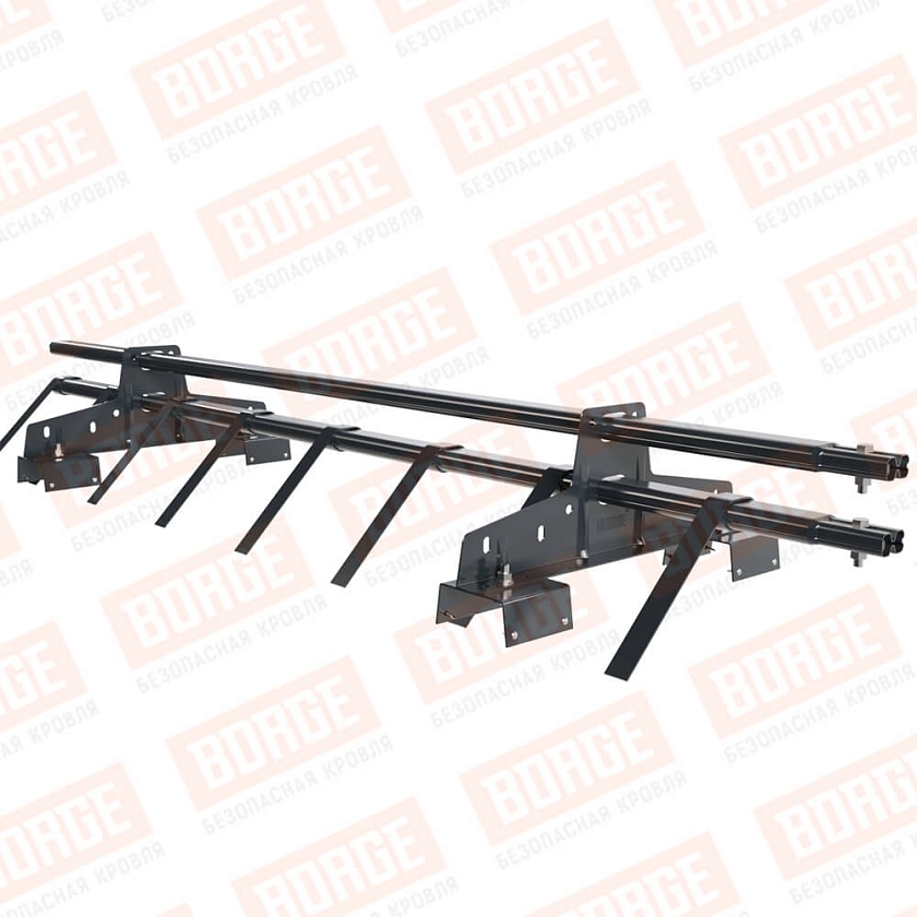 Снегозадержатель трубчатый BORGE 1,5м, 2 опоры, для профнастила Н-114, антрацитово-серый (RAL 7016)