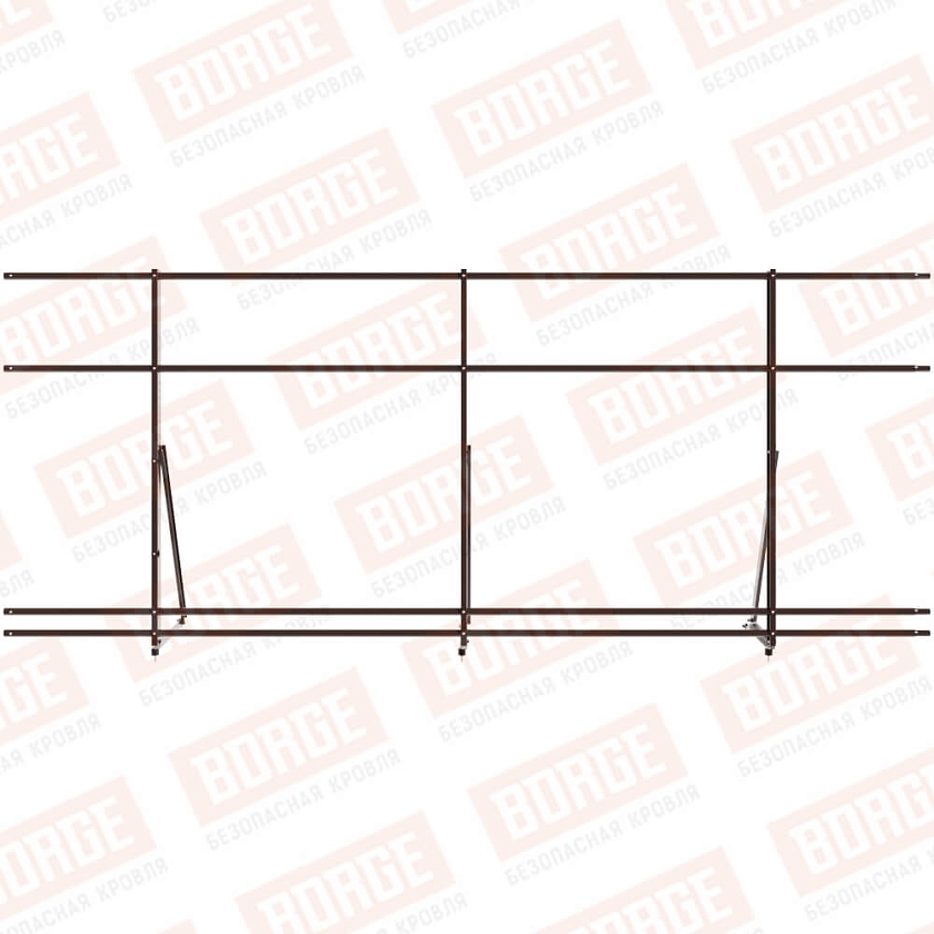 Ограждение кровельное Русский Рубеж H-120см, 3м, окрашенный (NL-807), с двумя доп. трубами