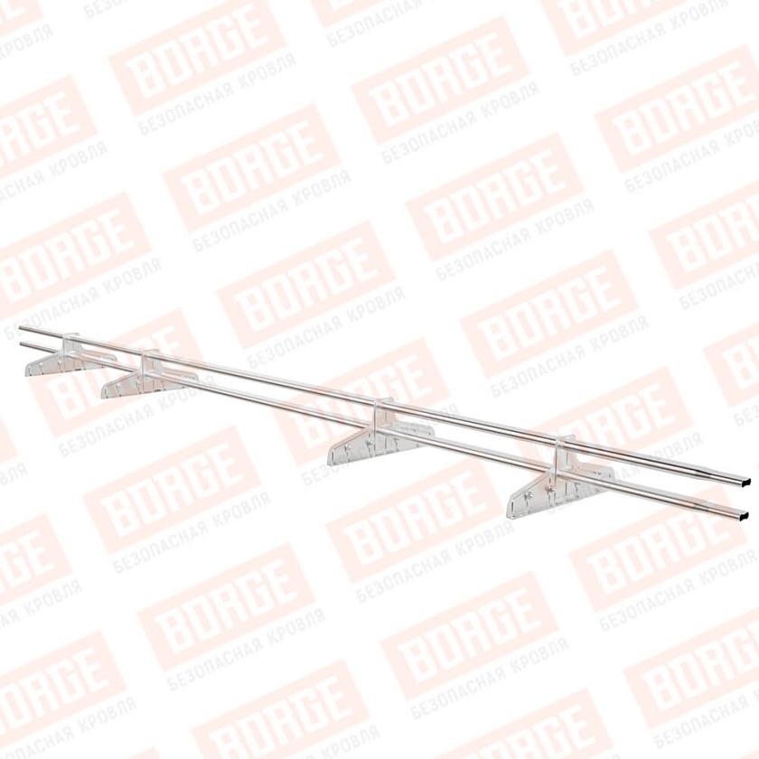 Снегозадержатель трубчатый Русский Рубеж 20х40мм, 3м, 4 опоры, для фальц. кровли, цинк