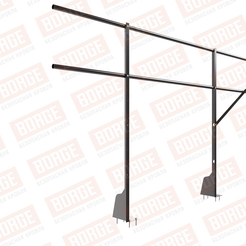 Ограждение плоских кровель Русский Рубеж Н-120, 3м, верхнее крепление, серо-коричневый (RR 32)