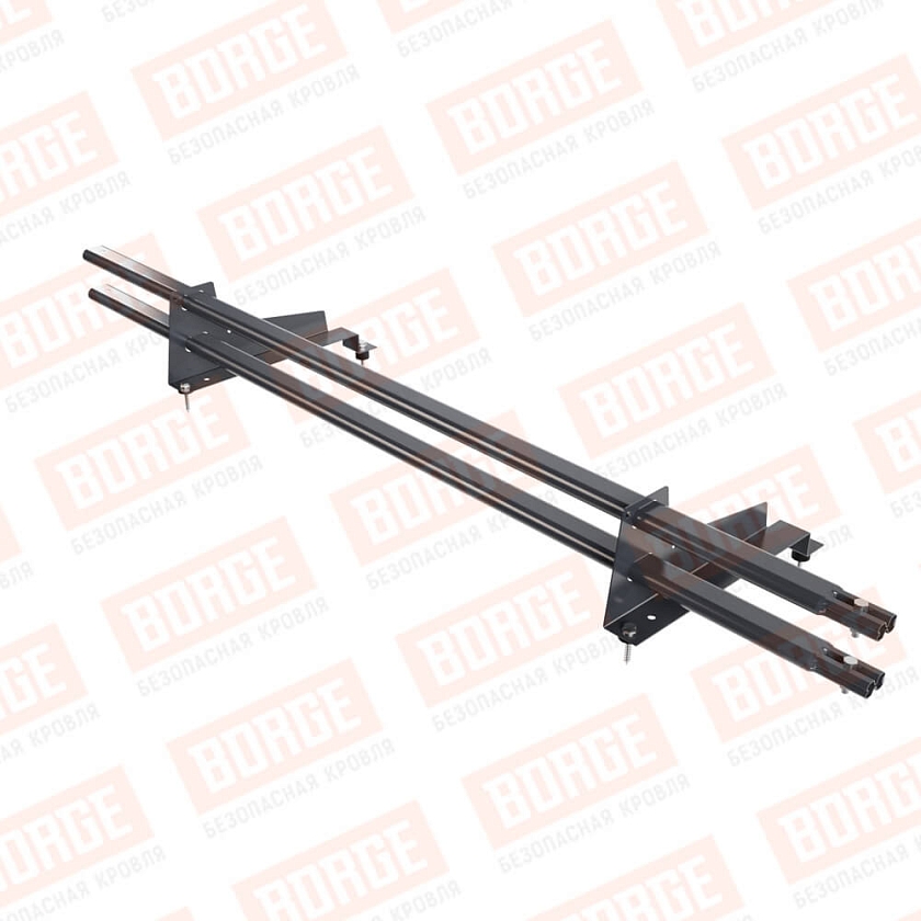 Снегозадержатель трубчатый BORGE 1,5м, 2 опоры, для МЧ с выс. ступ., серый графит (RAL 7024 matt), 350мм