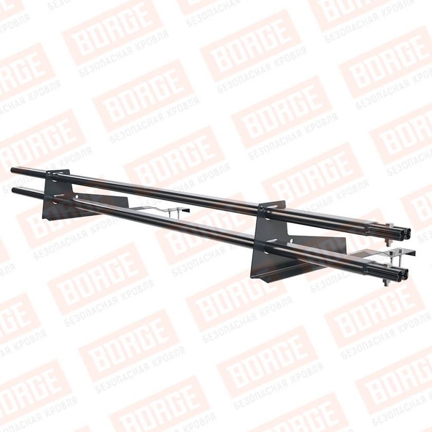 Снегозадержатель трубчатый BORGE 1,5м, 2 опоры, для черепичной кровли, антрацитово-серый (RAL 7016)