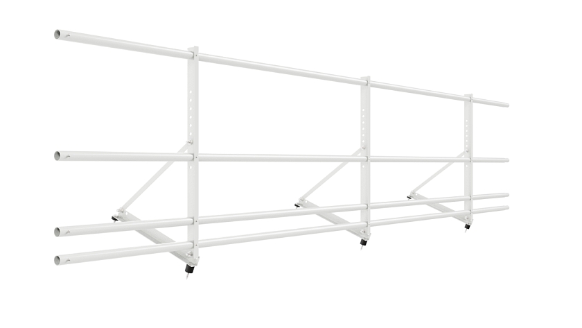 Ограждение кровельное NewLine H-60см, 3м, сигнально-белый (RAL 9003), с двумя доп. трубами