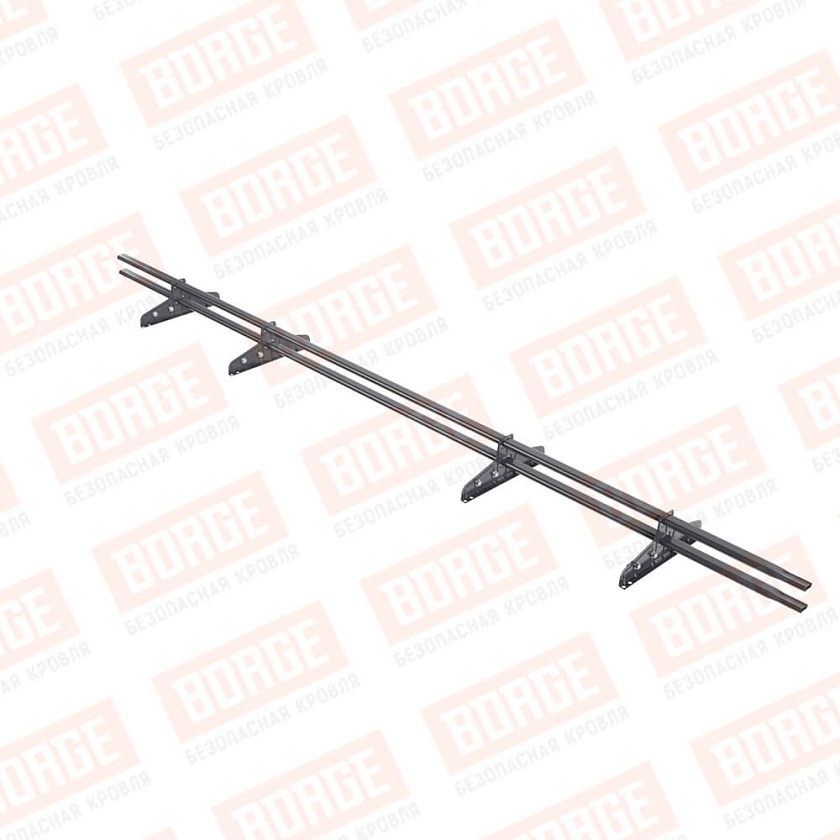 Снегозадержатель трубчатый Русский Рубеж 20х40мм, 3м, 4 опоры, для фальц. кровли, серый графит (RAL 7024)