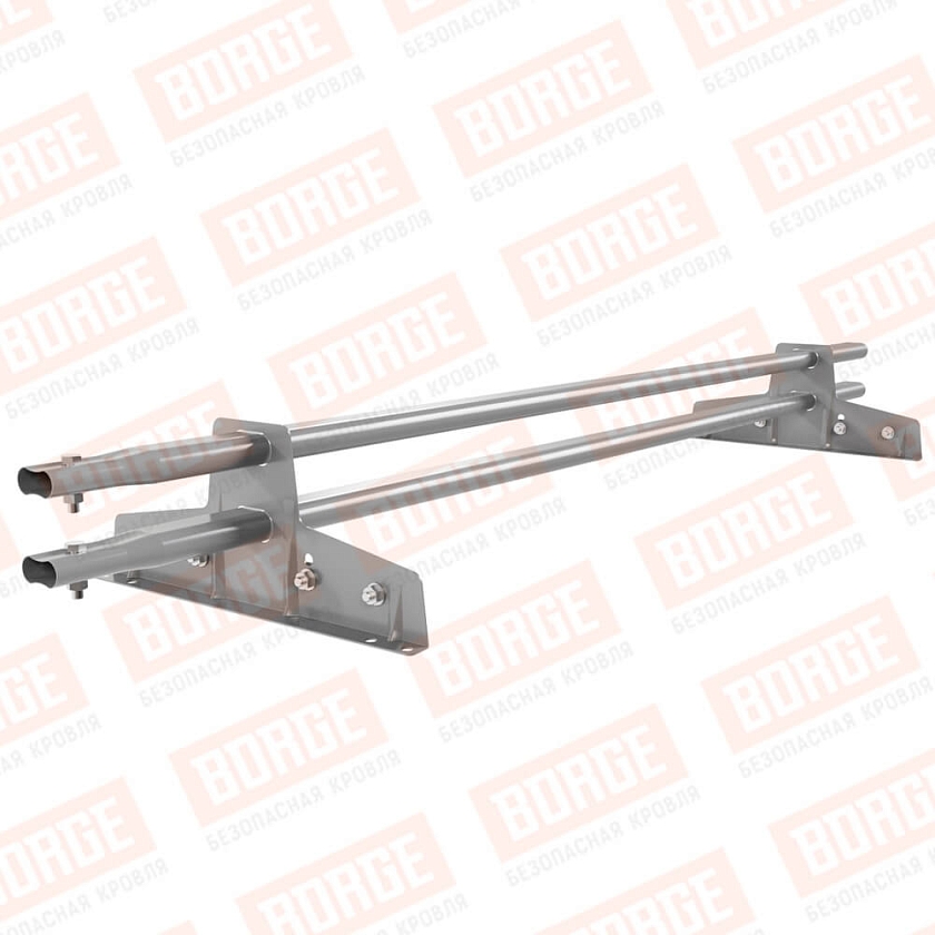 Снегозадержатель трубчатый Русский Рубеж 25х45мм, 1,5м, 2 опоры, для фальц. кров., сигнально-серый (RAL 7004)