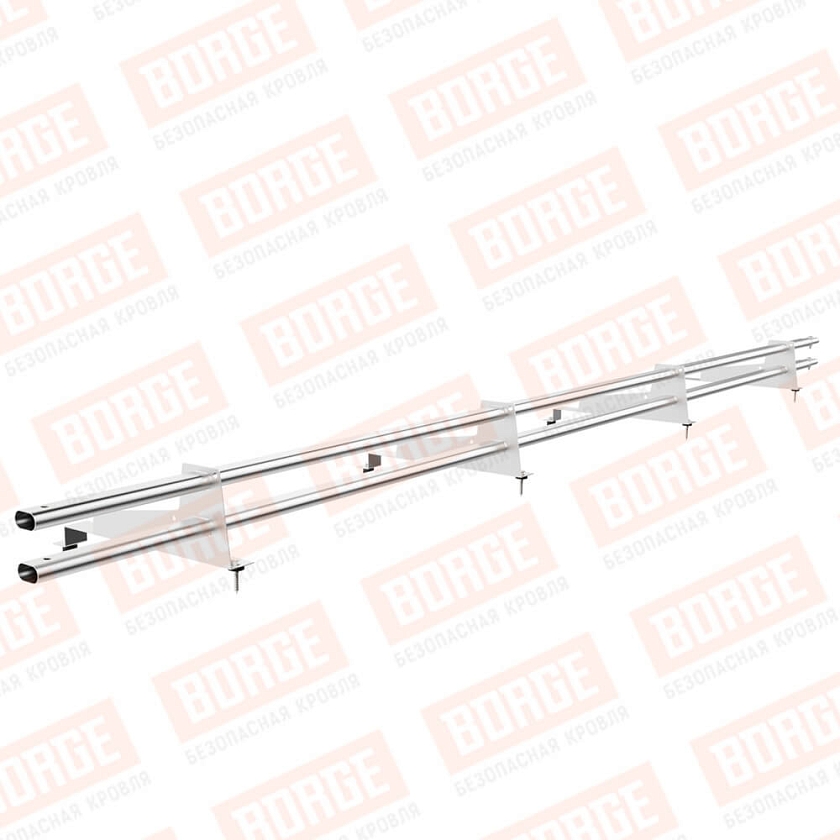 Снегозадержатель трубчатый Русский Рубеж 3м, 4 опоры, для МЧ с выс. ступенькой, цинк, 400мм