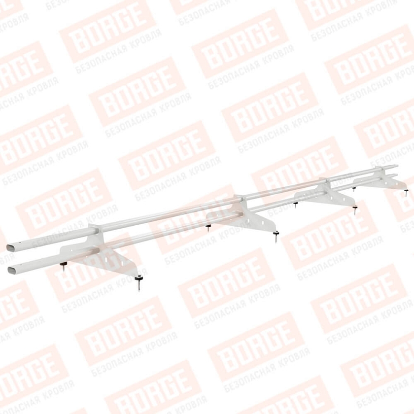 Снегозадержатель трубчатый NewLine 3м, 20х40мм, 4 опоры, сигнально-белый (RAL 9003)