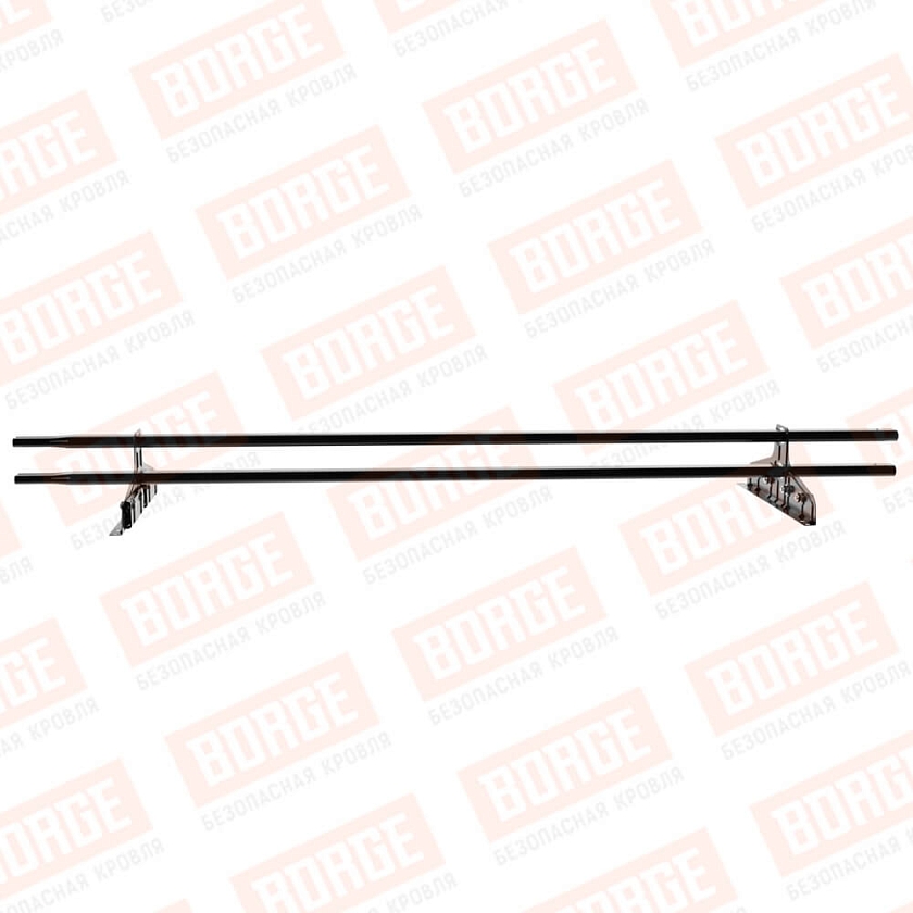 Снегозадержатель трубчатый Русский Рубеж 20х40мм, 1,5м, 2 опоры, для фальц. кровли, чёрный (RAL 9005)