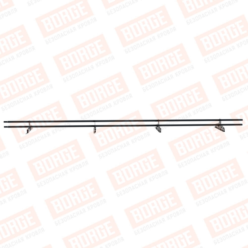 Снегозадержатель трубчатый Русский Рубеж D-25мм, 3м, 4 опоры, для фальц. кровли, антрацитово-серый (RAL 7016)