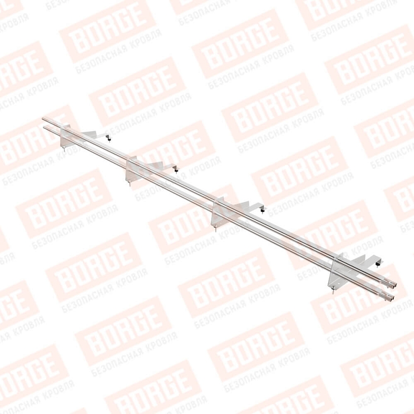Снегозадержатель трубчатый BORGE 3м, 4 опоры, для МЧ с высокой ступенькой, цинк, 400мм