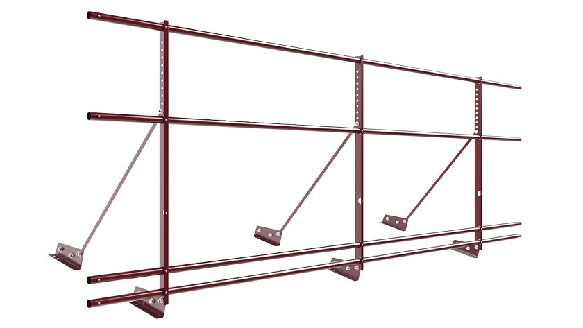 Ограждение кровельное NewLine H-90см, 3м, для фальц. кров., красное вино (RAL 3005), с двумя доп. трубами