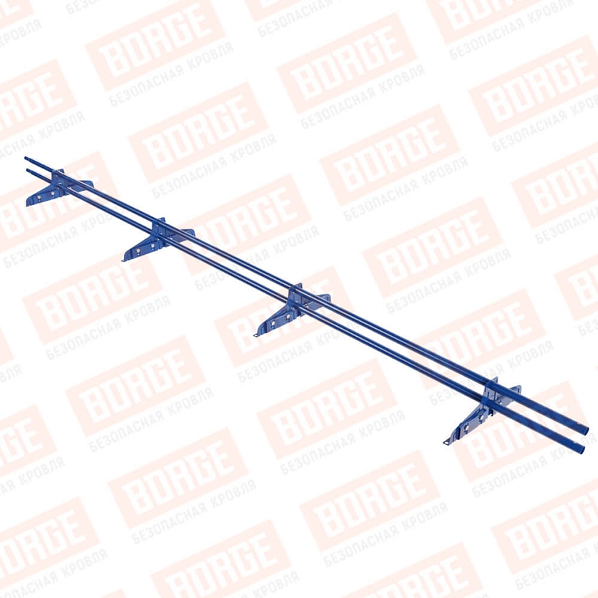 Снегозадержатель трубчатый Русский Рубеж D-25мм, 3м, 4 опоры, для фальц. кровли, сигнально-синий (RAL 5005)