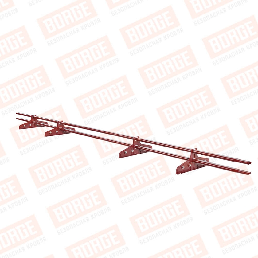Снегозадержатель трубчатый Русский Рубеж 20х40мм, 3м, 4 опоры, для фальц. кровли, коричнево-красный (RAL 3011)