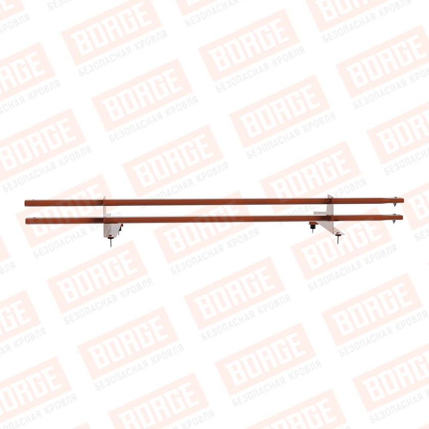 Снегозадержатель трубчатый Русский Рубеж 1,5м, 2 опоры, для МЧ с выс. ступ., терракотовый (RAL 8004), 400мм