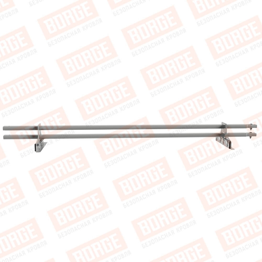 Снегозадержатель трубчатый BORGE 1,5м, 2 опоры, для фальцевой кровли, бело-алюминиевый (RAL 9006)