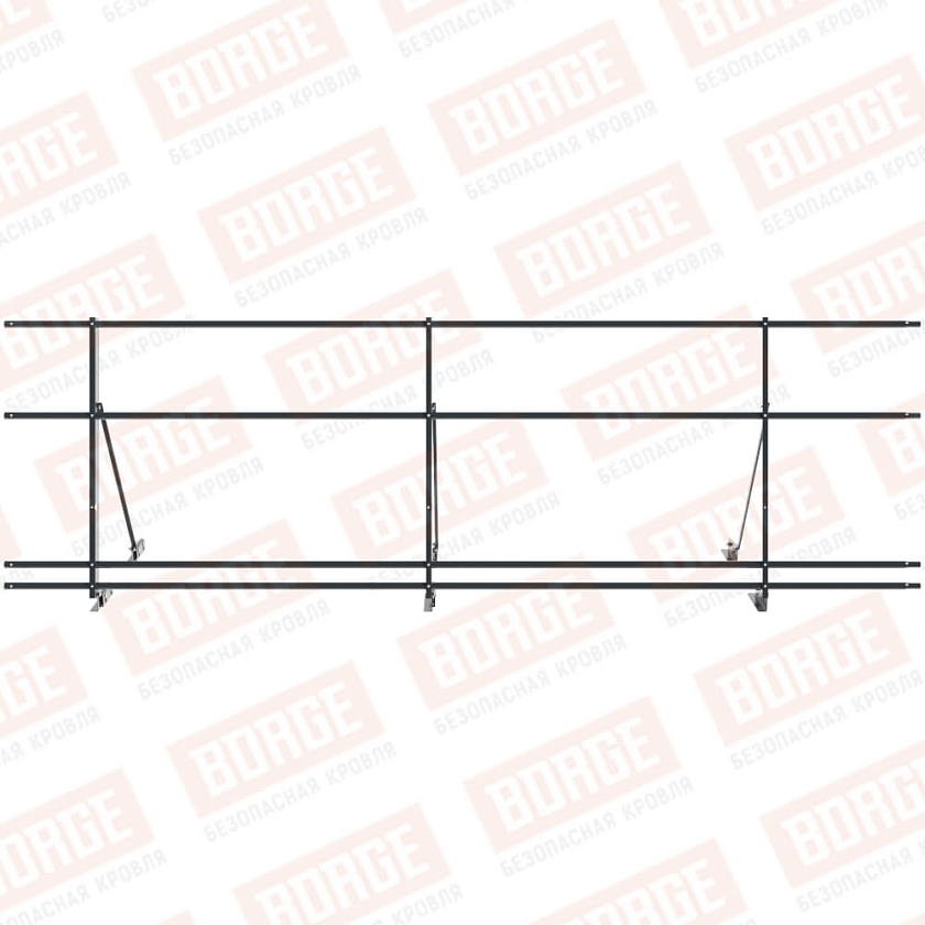 Ограждение декоративное NewLine H-90см, 3м, для фальц. кров., антрацитово-серый (RAL 7016), с двумя доп. трубами