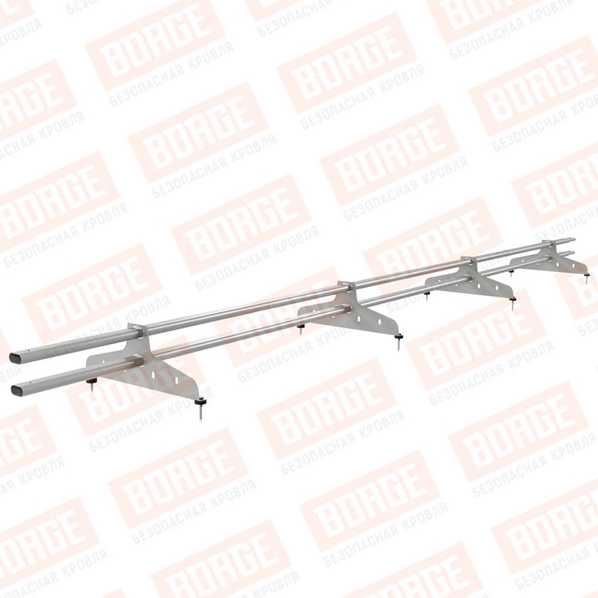 Снегозадержатель трубчатый NewLine 3м, 20х40мм, 4 опоры, бело-алюминиевый (RAL 9006)