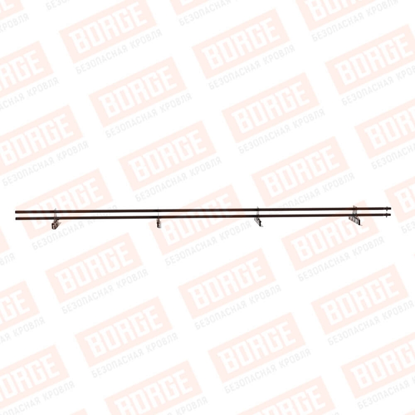 Снегозадержатель трубчатый BORGE 3м, 4 опоры, для фальцевой кровли, коричневый шоколад (RAL 8017 matt)