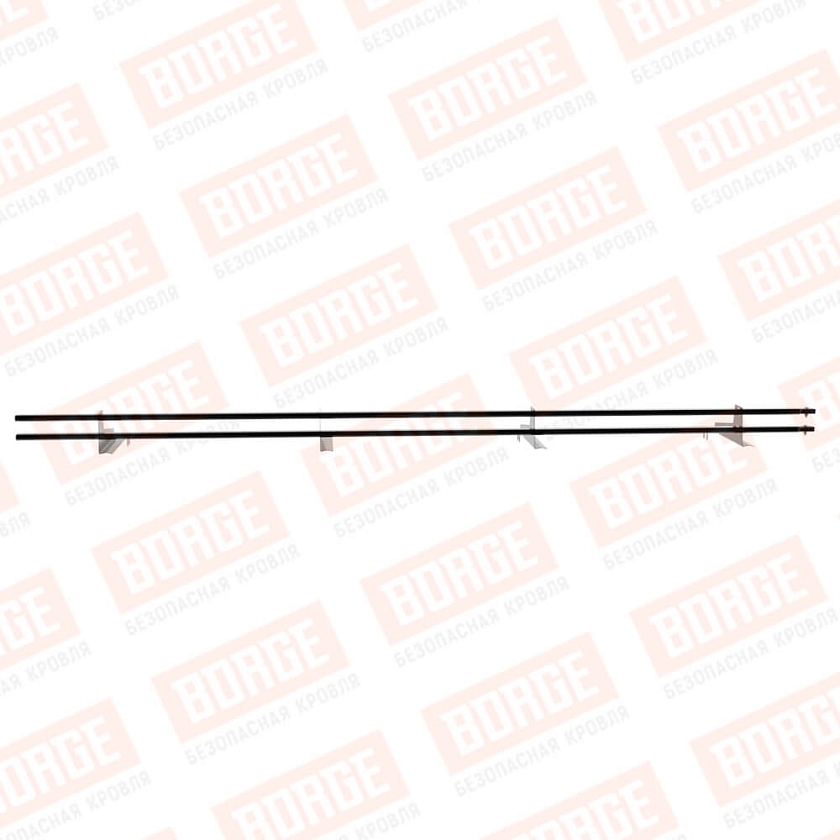 Снегозадержатель трубчатый BORGE 3м, 4 опоры, для черепичной кровли, чёрный (RAL 9005)